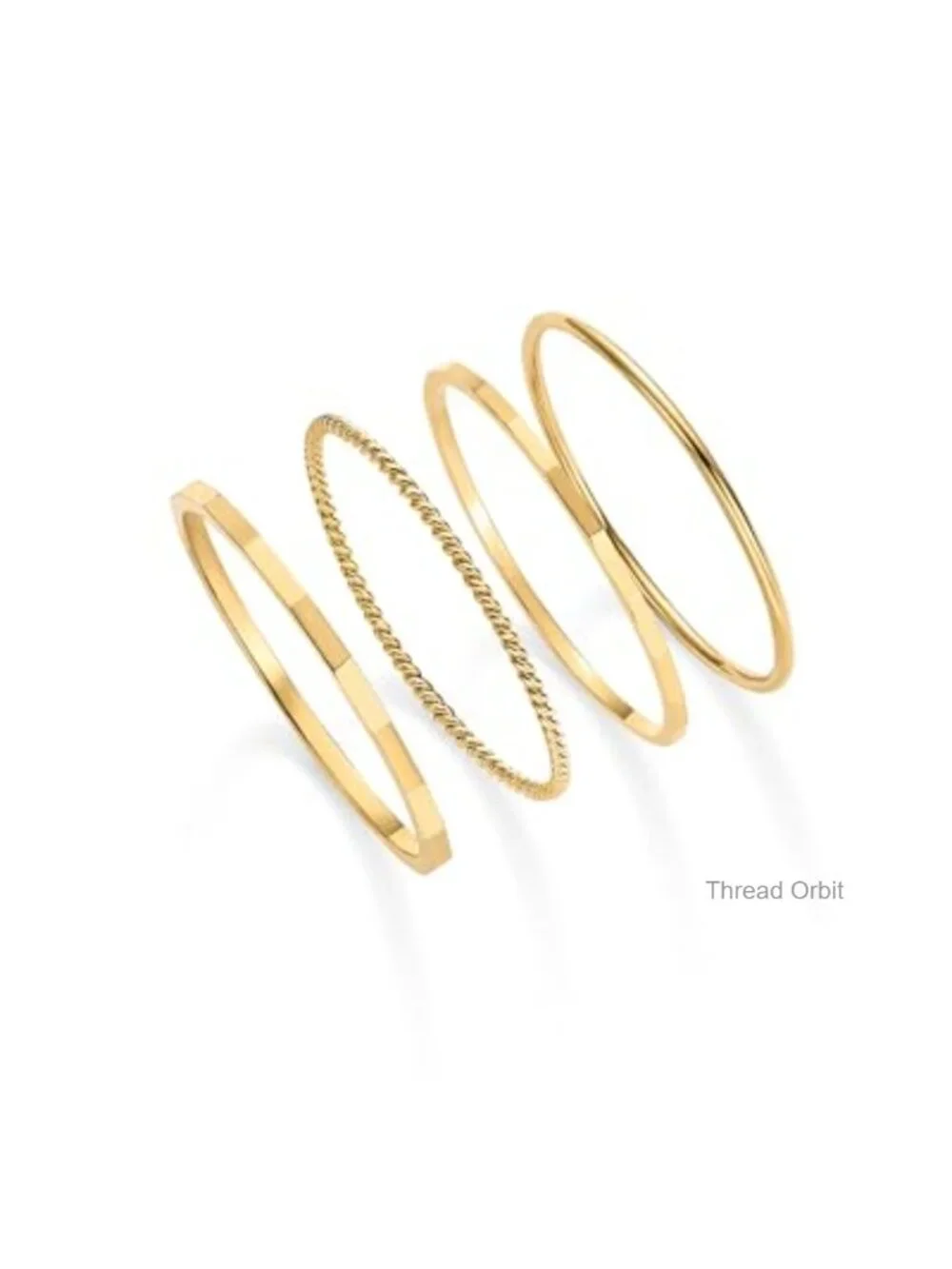 14K Gold Plated Thin Rings Set for Women - 4 Dainty Stacking Bands